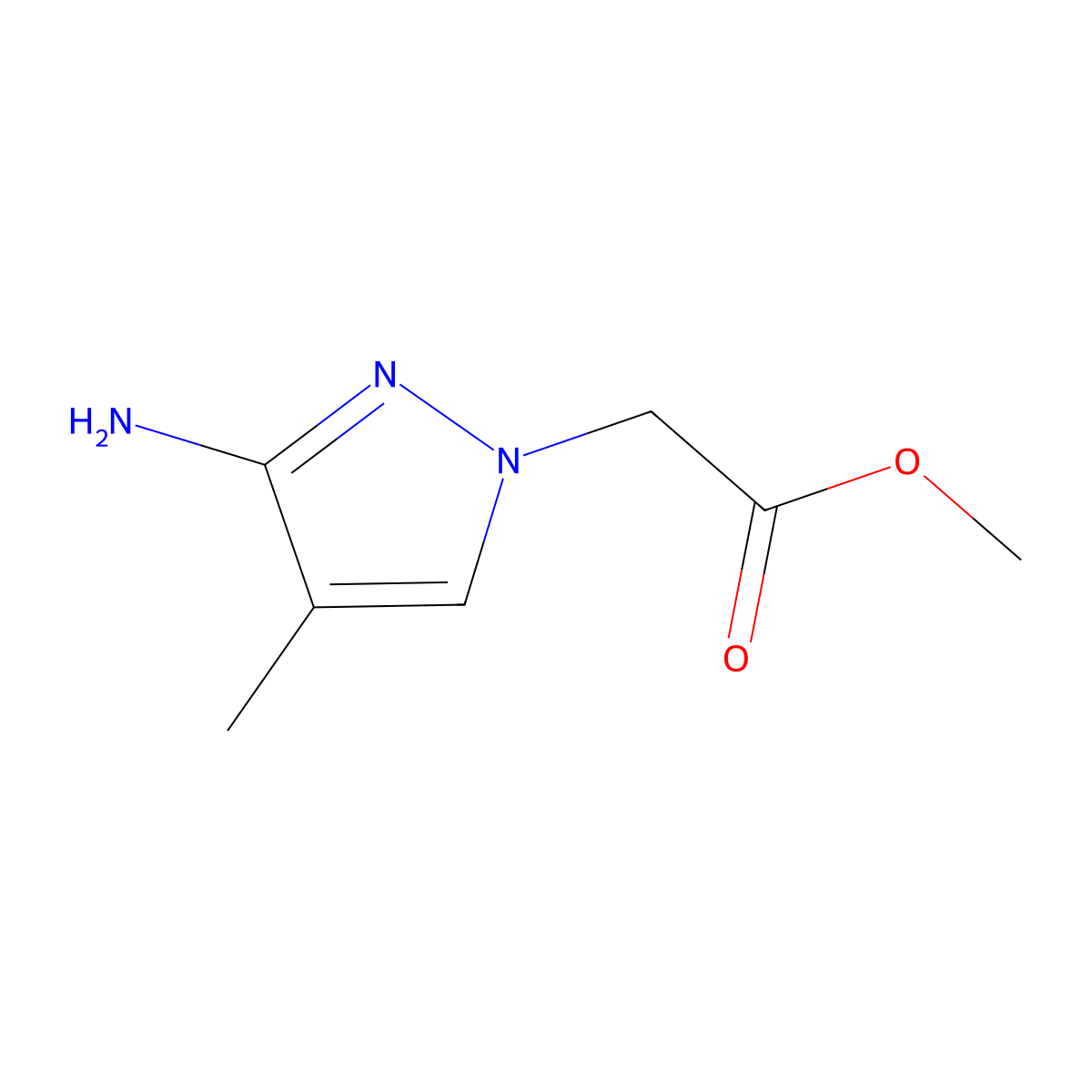methyl 2-(3-amino-4-methyl-1H-pyrazol-1-yl)acetate molecular structure, CAS 1342135-48-1