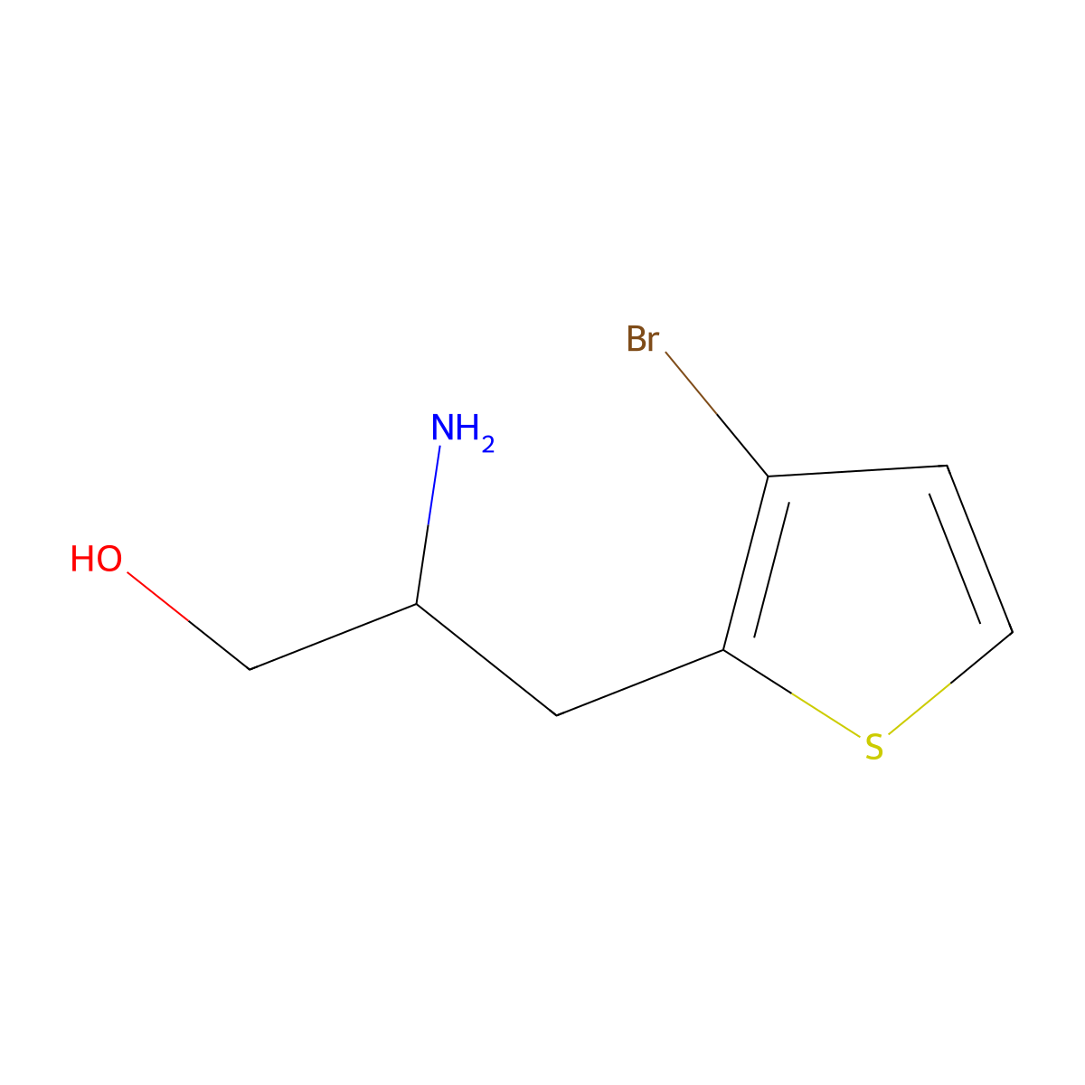 2-Amino-3-(3-bromothiophen-2-yl)propan-1-ol molecular structure, CAS 1342136-27-9