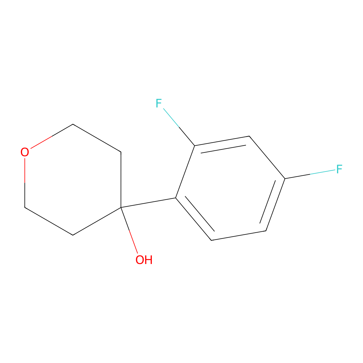 4-(2,4-difluorophenyl)tetrahydro-2H-pyran-4-ol molecular structure, CAS 1342136-37-1