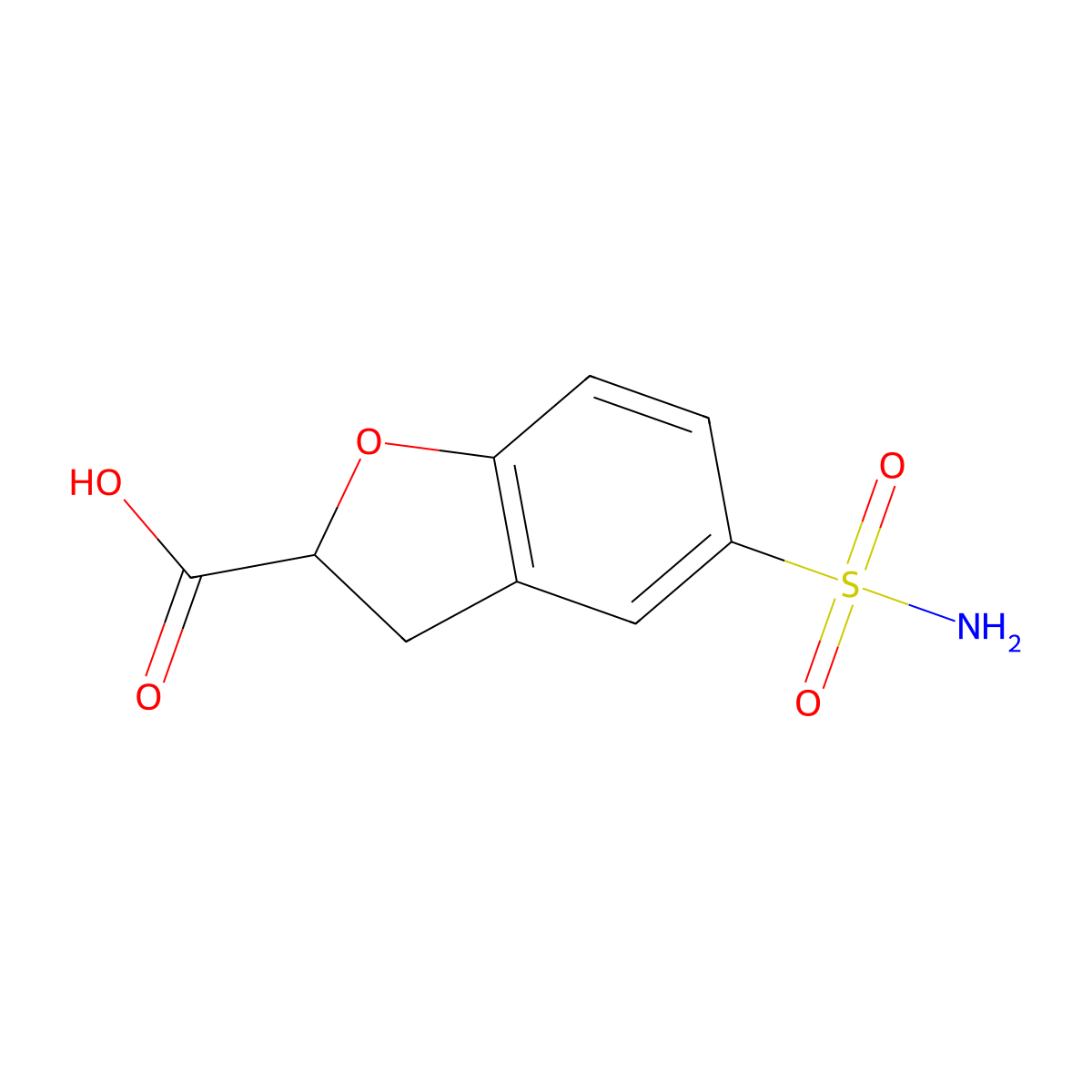 5-Sulfamoyl-2,3-dihydro-1-benzofuran-2-carboxylicacid molecular structure, CAS 1342138-23-1