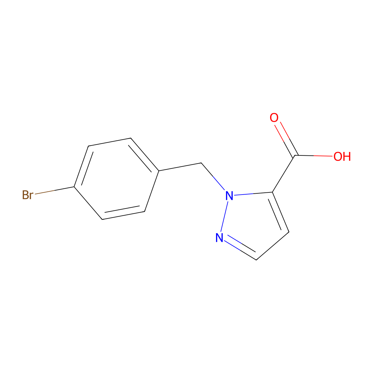 1-[(4-bromophenyl)methyl]-1H-pyrazole-5-carboxylic acid molecular structure, CAS 1342142-05-5