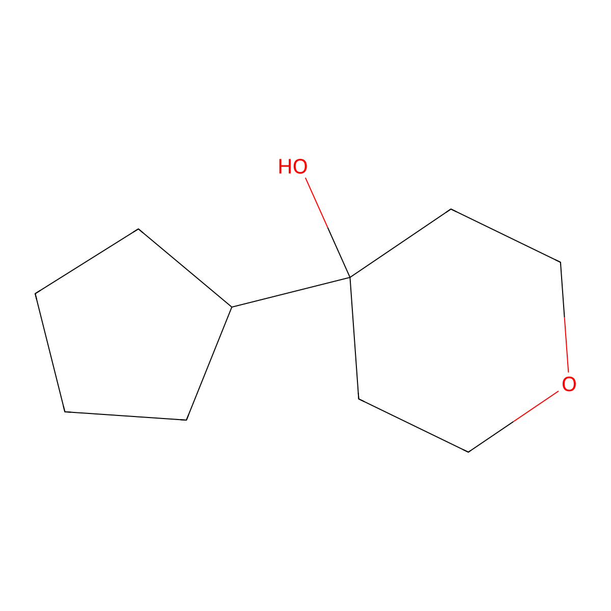 4-Cyclopentyltetrahydro-2H-pyran-4-OL molecular structure, CAS 1342142-58-8
