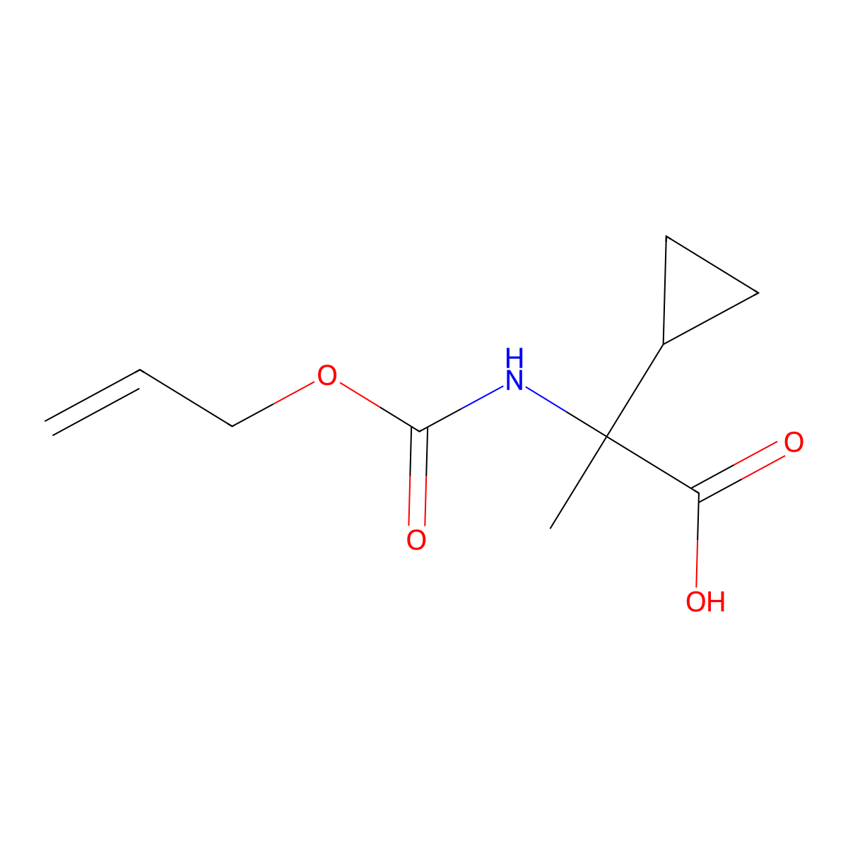 2-Cyclopropyl-2-{[(prop-2-en-1-yloxy)carbonyl]amino}propanoic acid molecular structure, CAS 1342142-62-4
