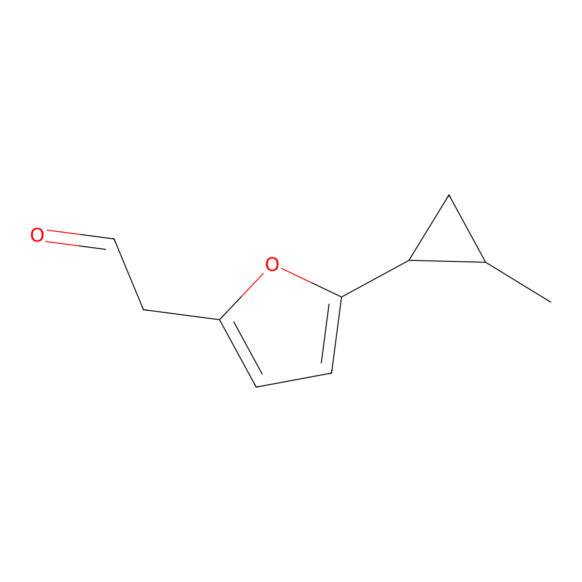2-[5-(2-Methylcyclopropyl)furan-2-yl]acetaldehyde molecular structure, CAS 1342143-35-4