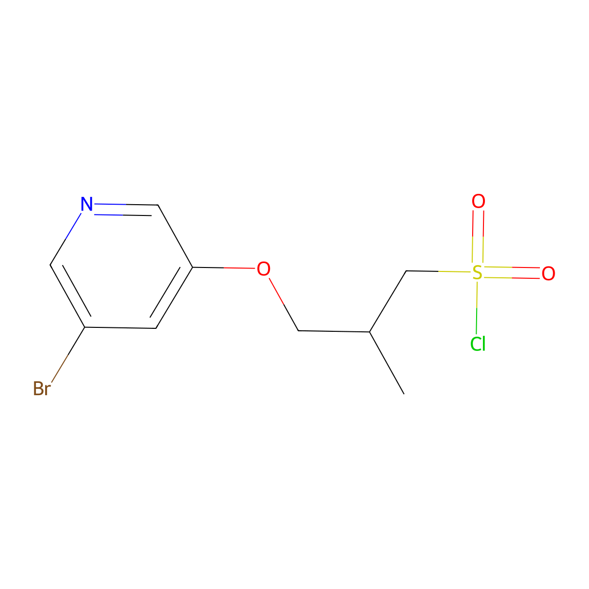 3-((5-Bromopyridin-3-yl)oxy)-2-methylpropane-1-sulfonyl chloride molecular structure, CAS 1342145-48-5