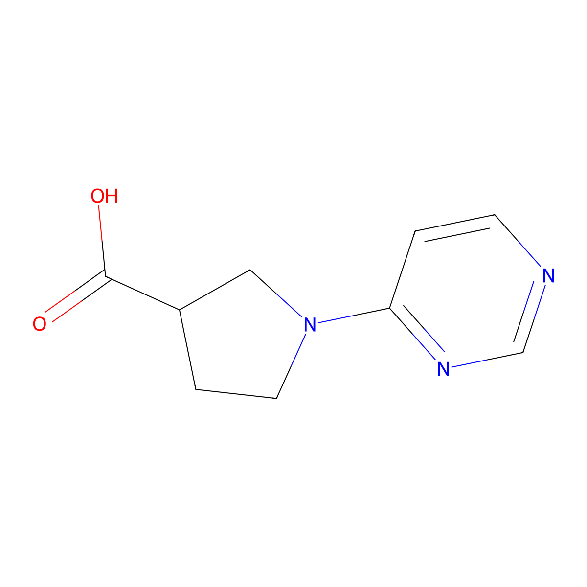 1-(Pyrimidin-4-yl)pyrrolidine-3-carboxylic acid molecular structure, CAS 1342145-62-3