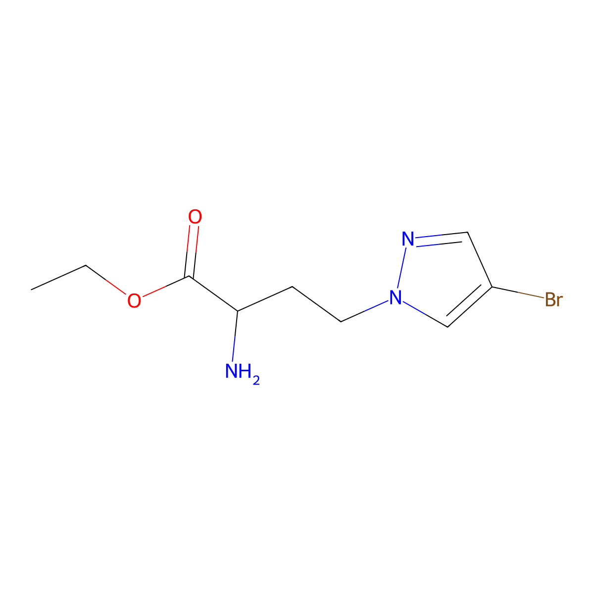 Ethyl 2-amino-4-(4-bromo-1h-pyrazol-1-yl)butanoate molecular structure, CAS 1342146-59-1