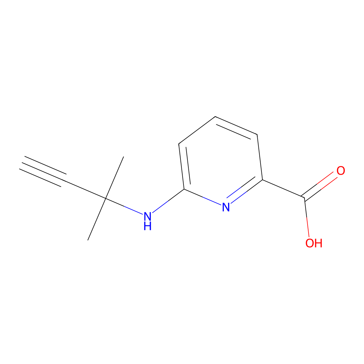 6-[(2-Methylbut-3-yn-2-yl)amino]pyridine-2-carboxylic acid molecular structure, CAS 1342146-88-6