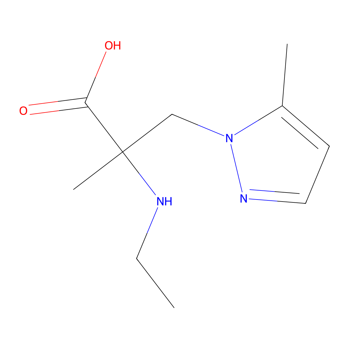 2-(Ethylamino)-2-methyl-3-(5-methyl-1h-pyrazol-1-yl)propanoic acid molecular structure, CAS 1342149-94-3