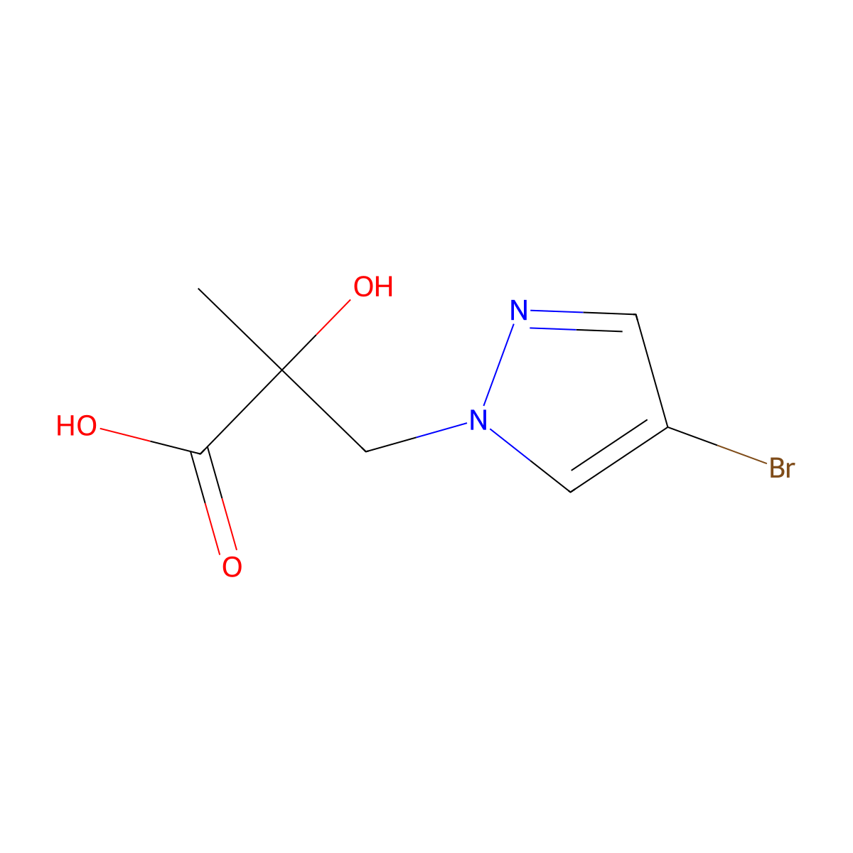 3-(4-bromo-1H-pyrazol-1-yl)-2-hydroxy-2-methylpropanoic acid molecular structure, CAS 1342150-55-3