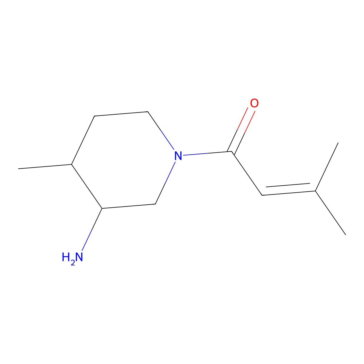 1-(3-Amino-4-methylpiperidin-1-yl)-3-methylbut-2-en-1-one molecular structure, CAS 1342154-35-1