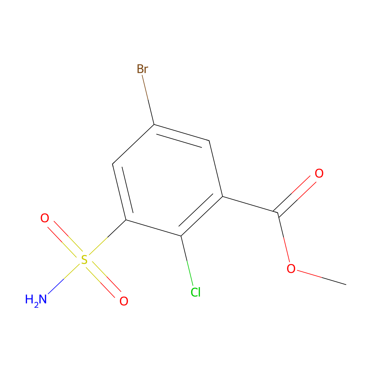 Methyl 5-bromo-2-chloro-3-sulfamoylbenzoate molecular structure, CAS 1342157-48-5