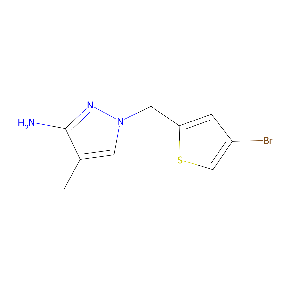 1-[(4-Bromothiophen-2-yl)methyl]-4-methyl-1H-pyrazol-3-amine molecular structure, CAS 1342159-94-7