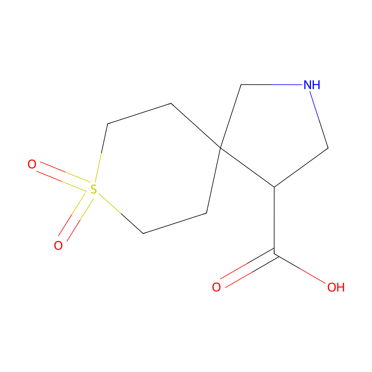 8,8-Dioxo-8lambda6-thia-2-azaspiro[4.5]decane-4-carboxylic acid molecular structure, CAS 1342163-30-7