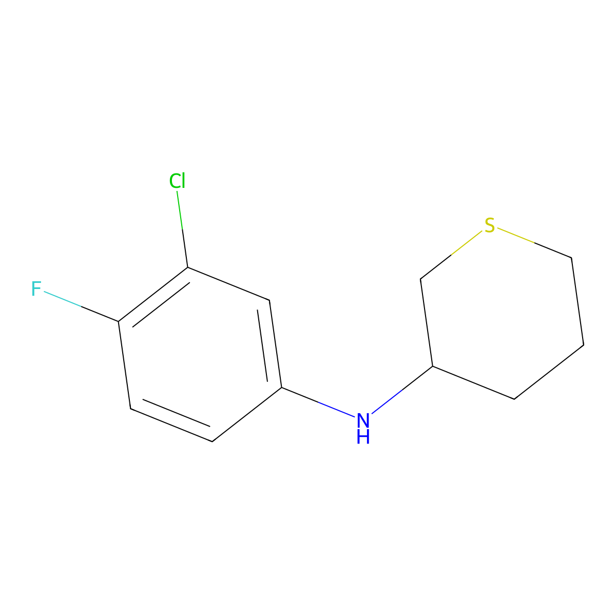 N-(3-chloro-4-fluorophenyl)thian-3-amine molecular structure, CAS 1342164-47-9