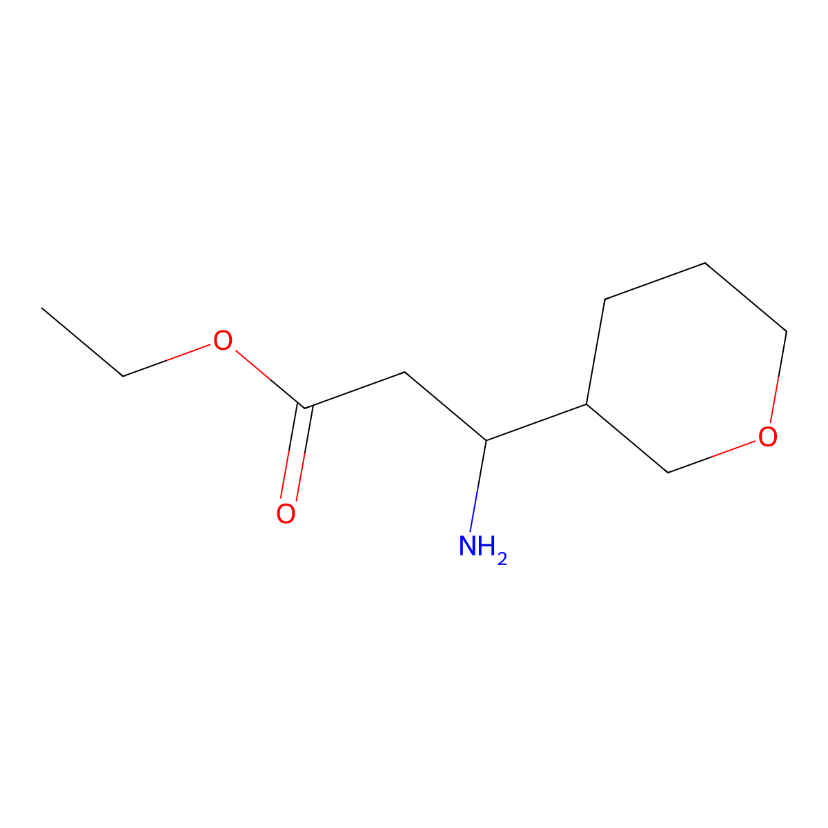Ethyl 3-amino-3-(oxan-3-yl)propanoate molecular structure, CAS 1342165-88-1