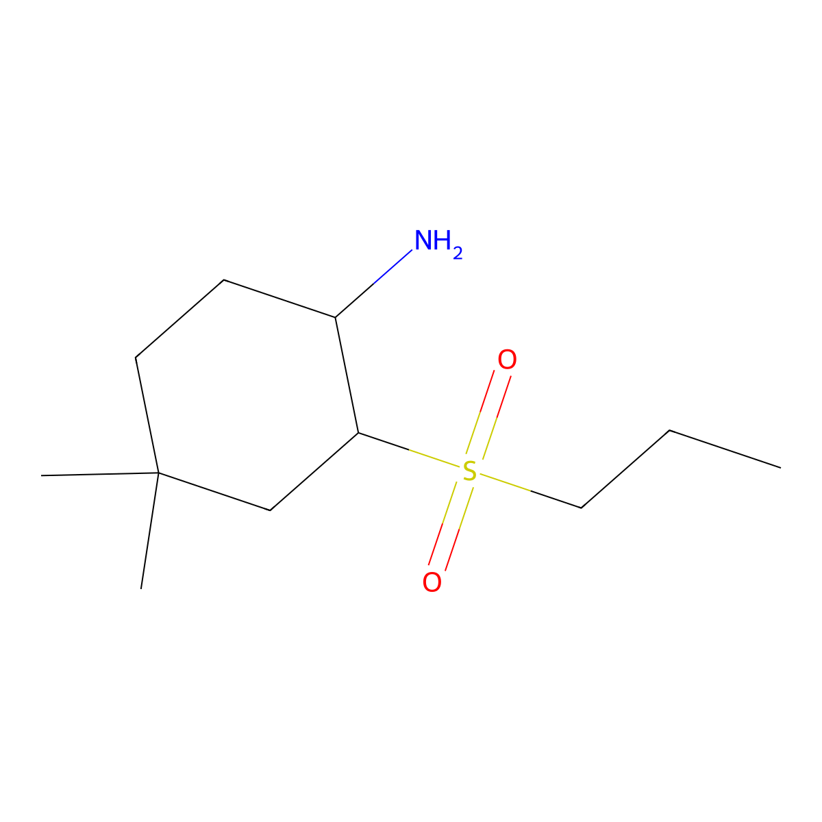 4,4-Dimethyl-2-(propylsulfonyl)cyclohexan-1-amine molecular structure, CAS 1342167-25-2