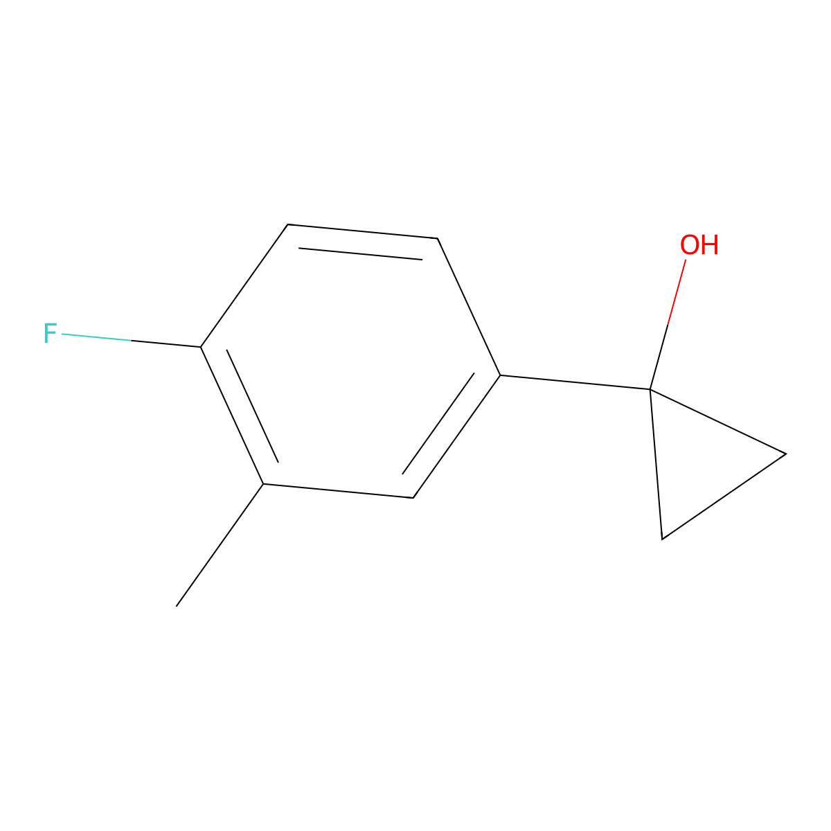 1-(4-Fluoro-3-methylphenyl)cyclopropan-1-ol molecular structure, CAS 1342169-41-8