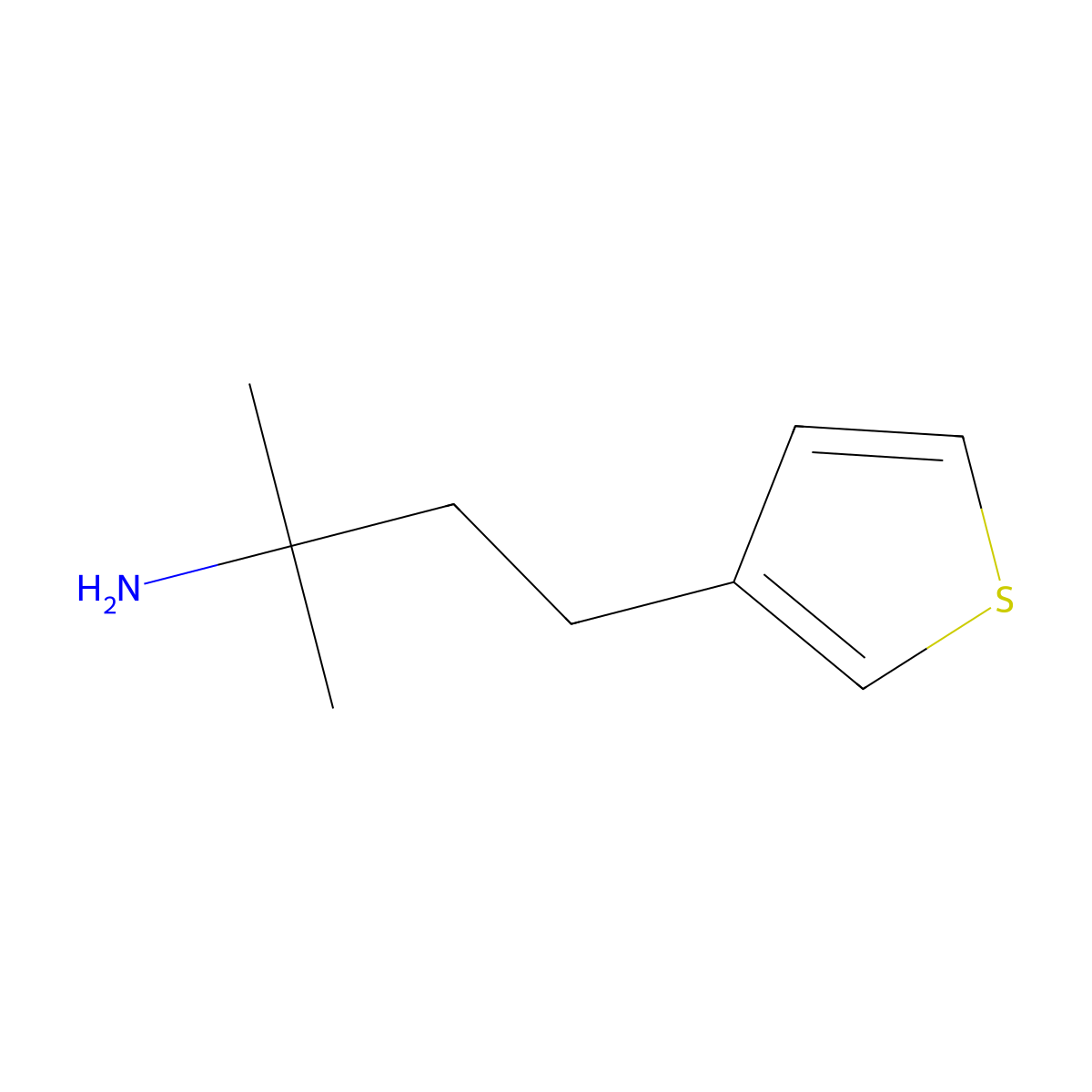 2-Methyl-4-(thiophen-3-yl)butan-2-amine molecular structure, CAS 1342171-21-4