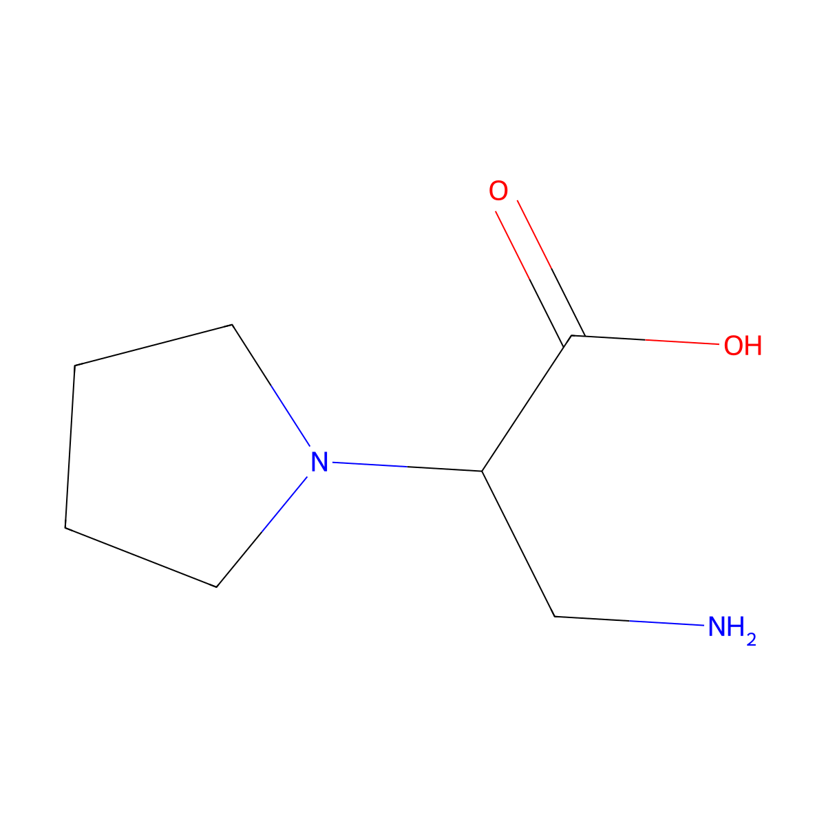 3-Amino-2-(pyrrolidin-1-yl)propanoic acid molecular structure, CAS 1342172-73-9