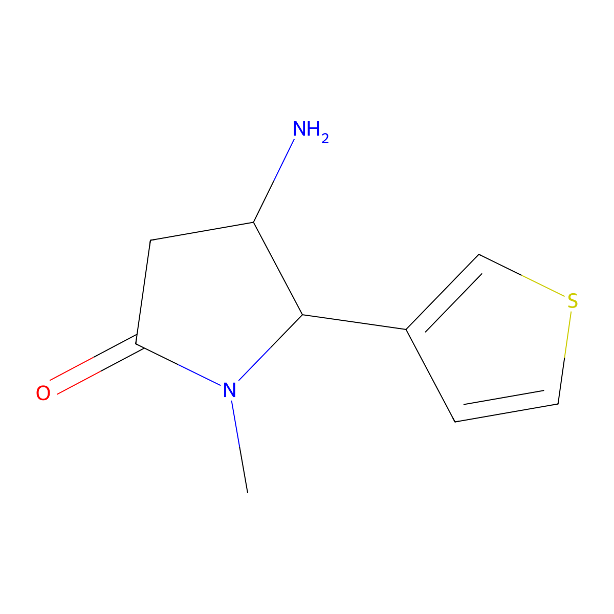 4-Amino-1-methyl-5-(thiophen-3-YL)pyrrolidin-2-one molecular structure, CAS 1342178-46-4