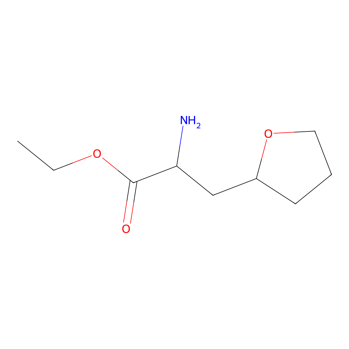 Ethyl 2-amino-3-(oxolan-2-yl)propanoate molecular structure, CAS 1342178-91-9