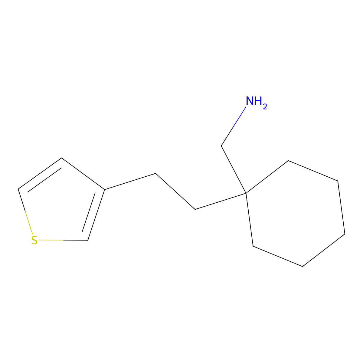 (1-(2-(Thiophen-3-yl)ethyl)cyclohexyl)methanamine molecular structure, CAS 1342179-84-3