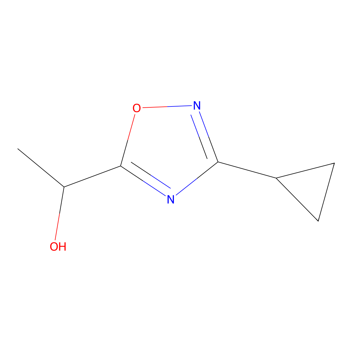 1-(3-Cyclopropyl-1,2,4-oxadiazol-5-yl)ethan-1-ol molecular structure, CAS 1342181-55-8