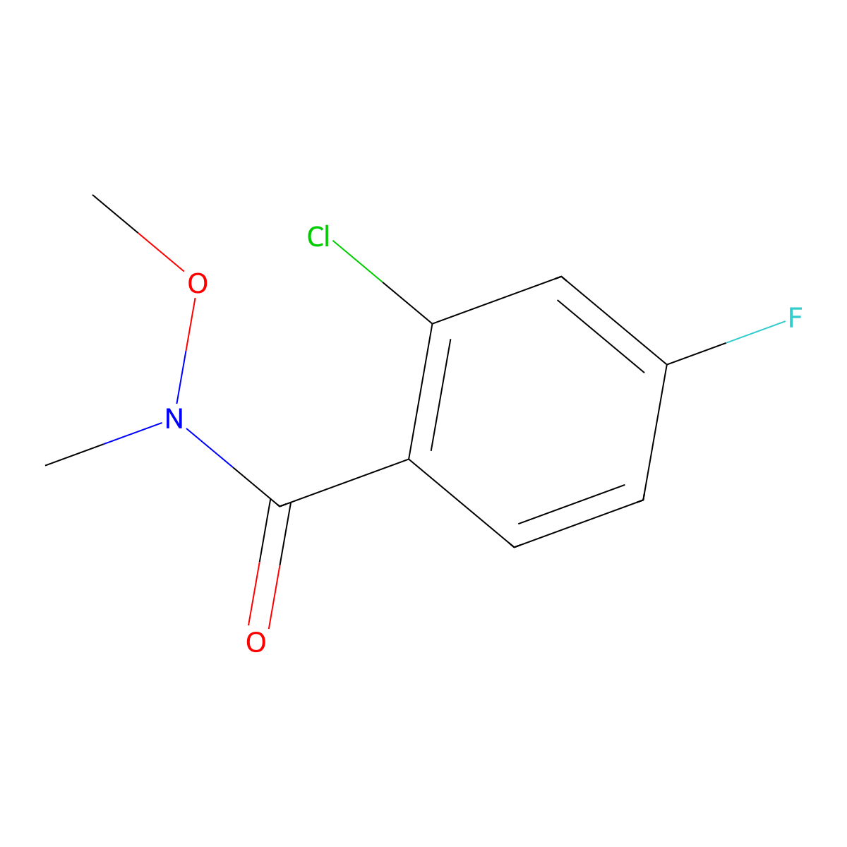 2-chloro-4-fluoro-N-methoxy-N-methylbenzamide molecular structure, CAS 1342182-54-0