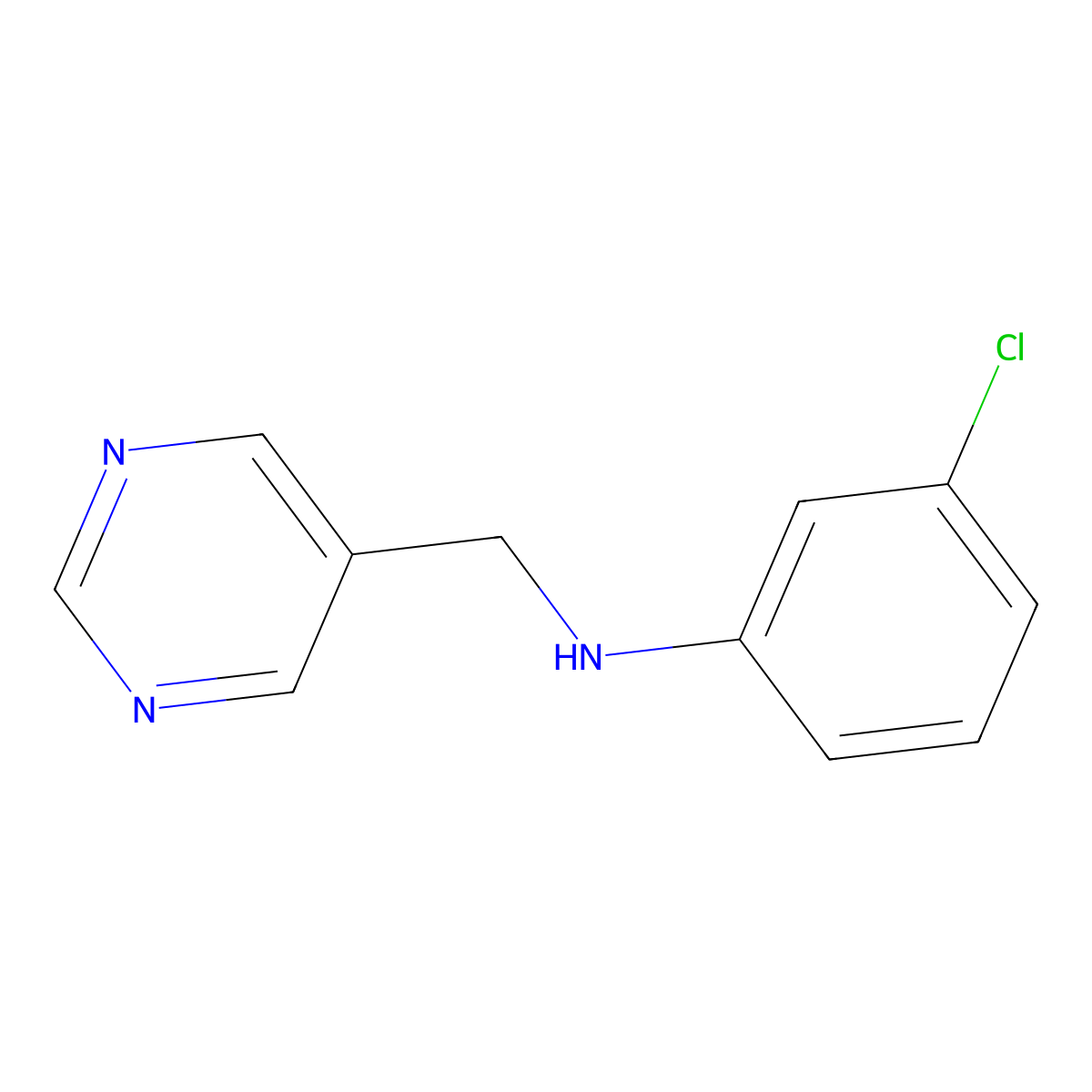 3-chloro-N-(pyrimidin-5-ylmethyl)aniline molecular structure, CAS 1342182-92-6