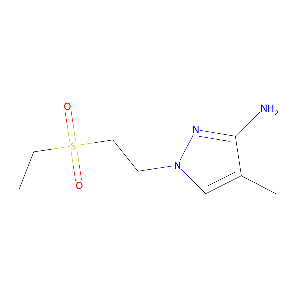 1-[2-(ethanesulfonyl)ethyl]-4-methyl-1H-pyrazol-3-amine molecular structure, CAS 1342187-68-1