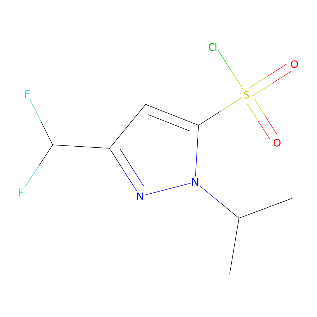 3-(difluoromethyl)-1-(propan-2-yl)-1H-pyrazole-5-sulfonyl chloride molecular structure, CAS 1342190-13-9