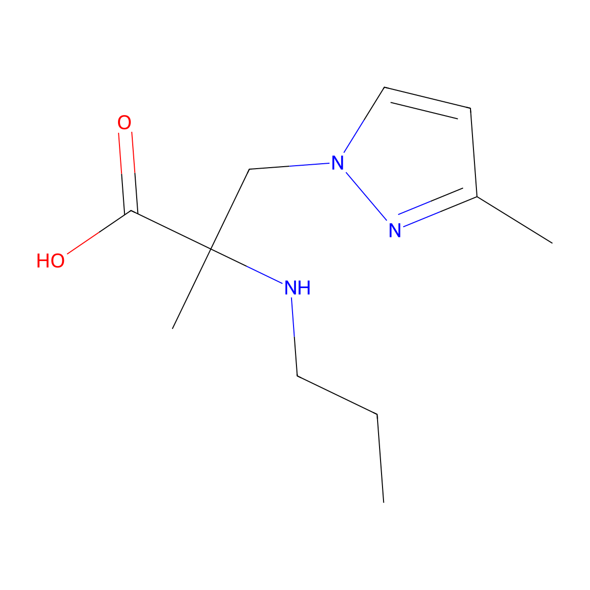 2-Methyl-3-(3-methyl-1h-pyrazol-1-yl)-2-(propylamino)propanoic acid molecular structure, CAS 1342190-60-6