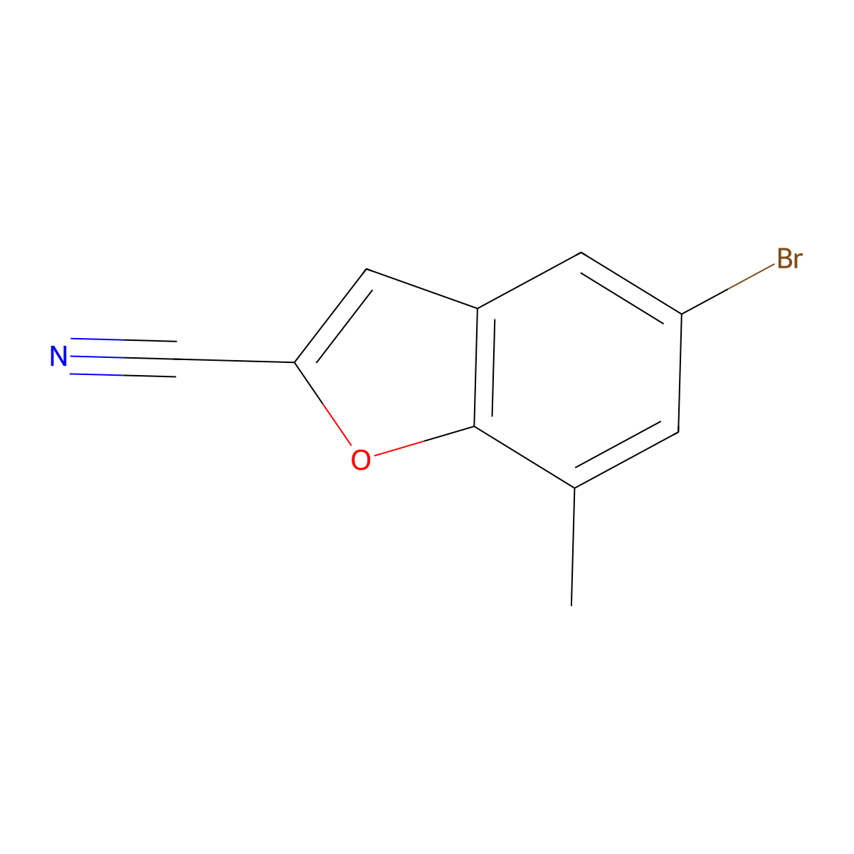 5-Bromo-7-methyl-1-benzofuran-2-carbonitrile molecular structure, CAS 1342191-72-3
