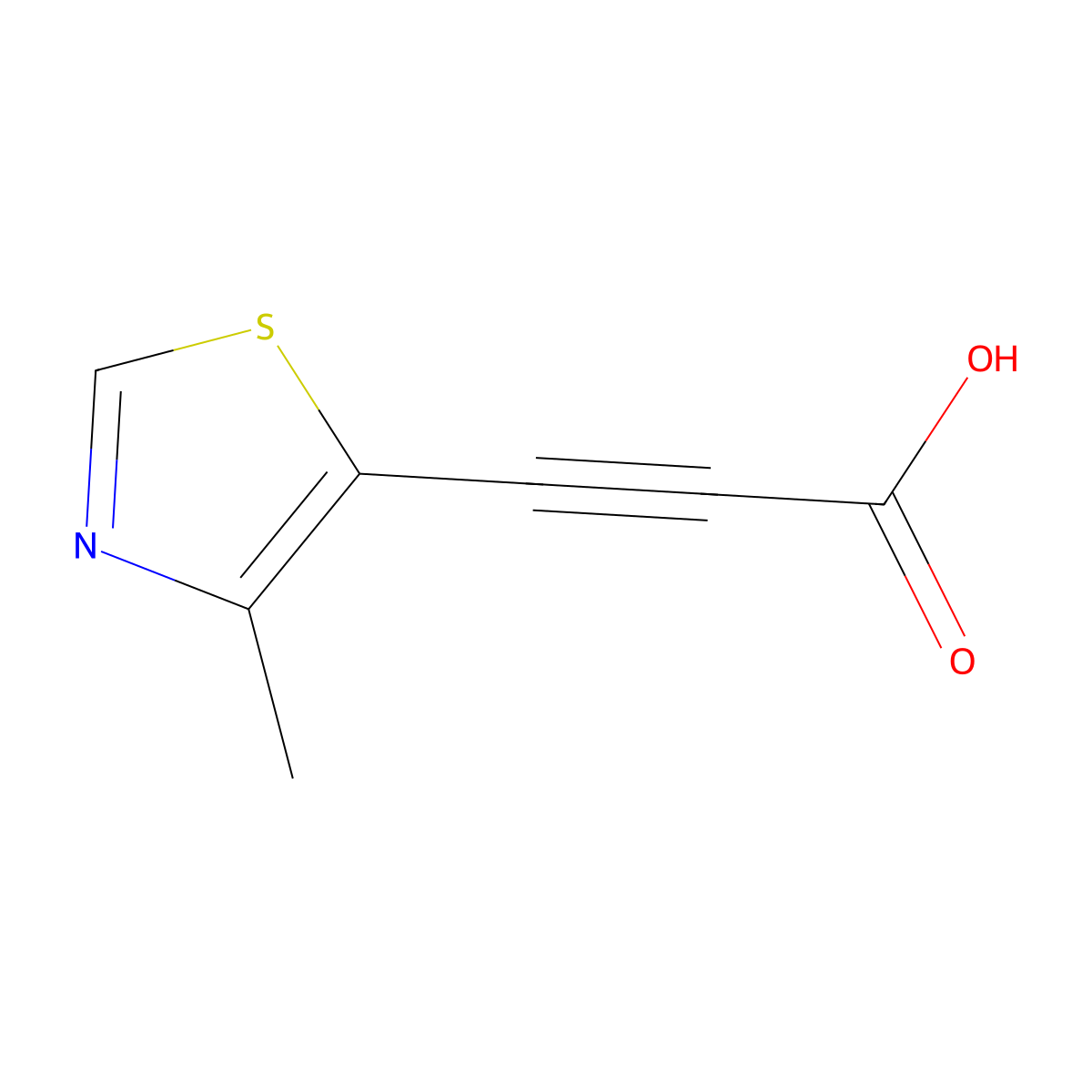 3-(4-Methyl-1,3-thiazol-5-yl)prop-2-ynoic acid molecular structure, CAS 1342192-21-5
