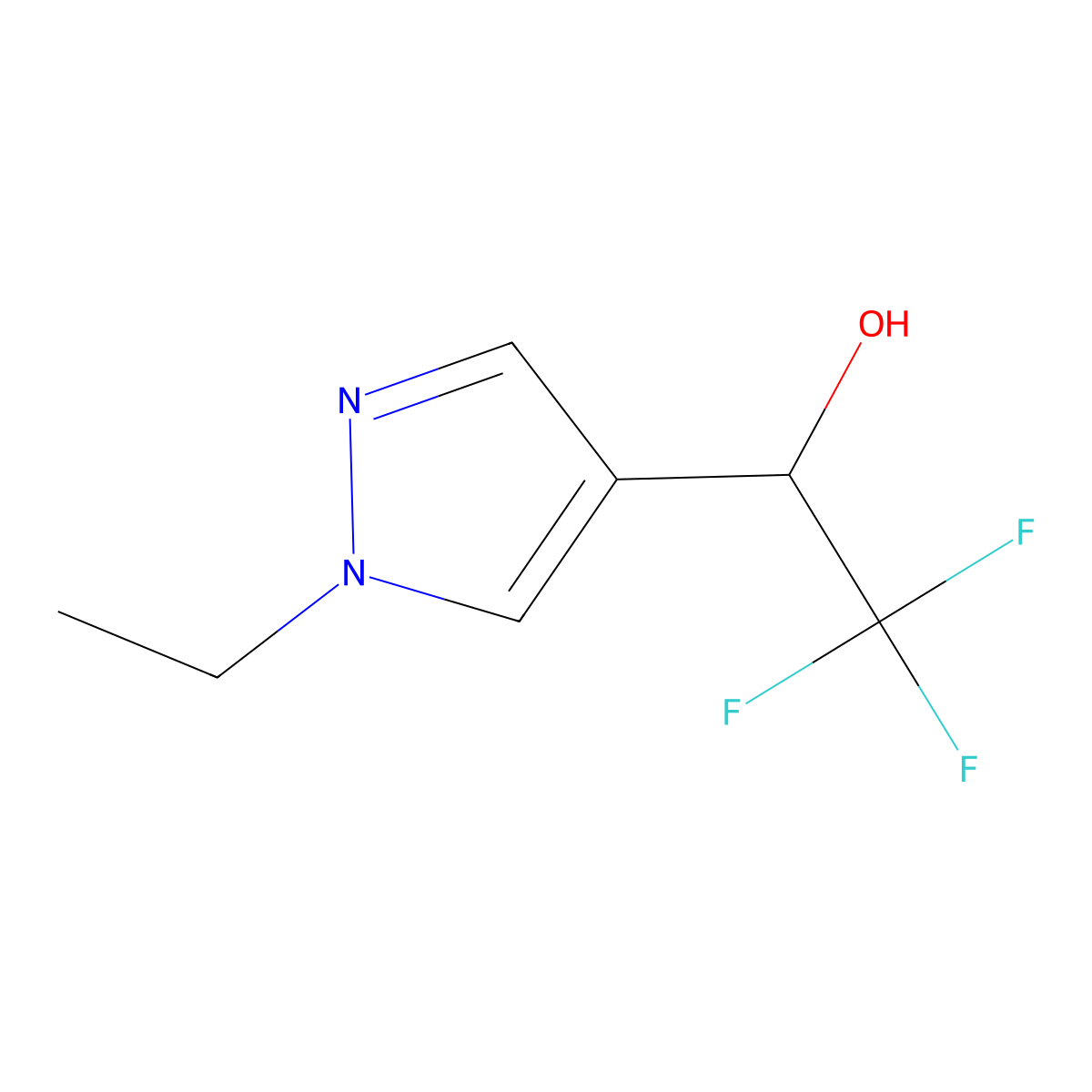 1-(1-ethyl-1H-pyrazol-4-yl)-2,2,2-trifluoroethan-1-ol molecular structure, CAS 1342192-34-0