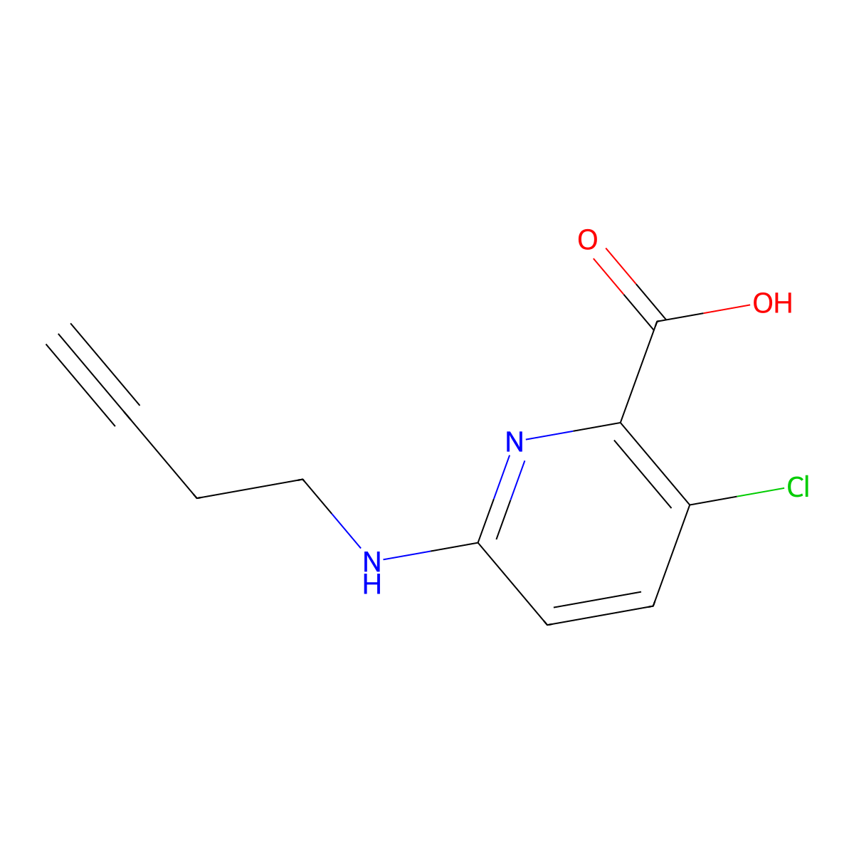 6-[(But-3-yn-1-yl)amino]-3-chloropyridine-2-carboxylic acid molecular structure, CAS 1342192-47-5