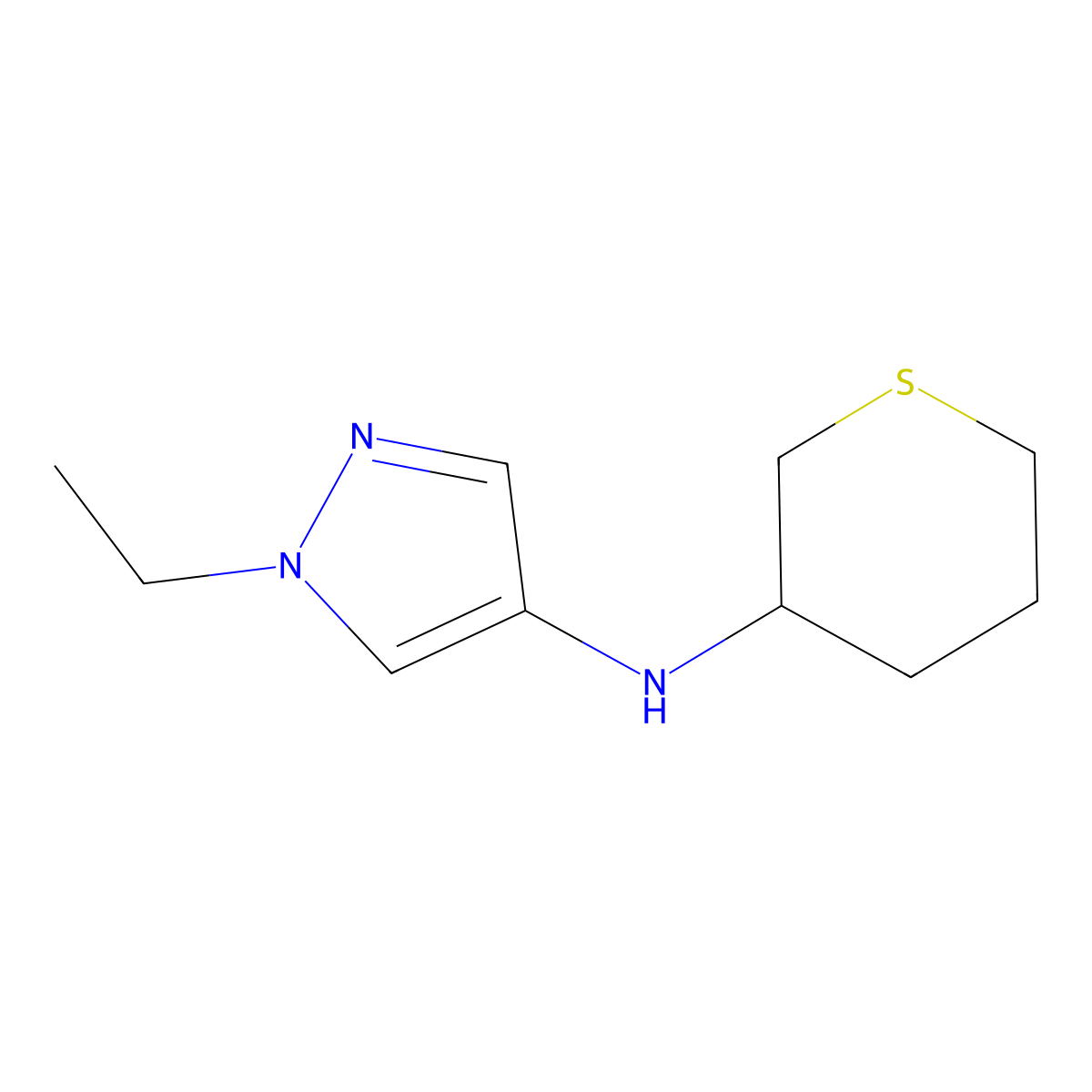 1-ethyl-N-(thian-3-yl)-1H-pyrazol-4-amine molecular structure, CAS 1342192-54-4