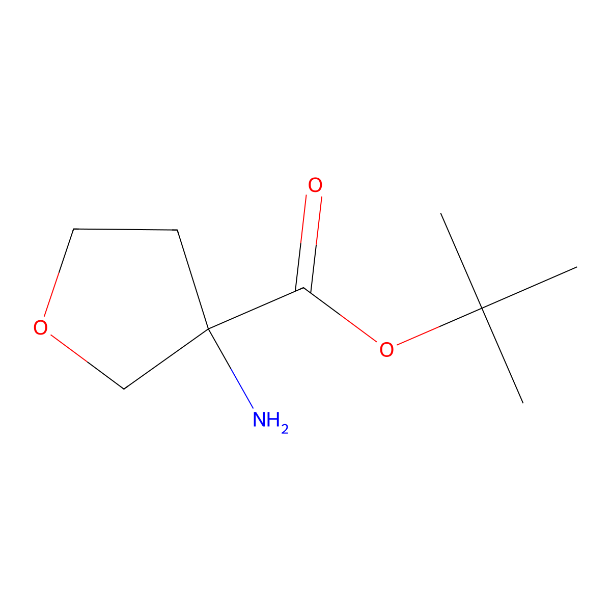 Tert-butyl 3-aminooxolane-3-carboxylate molecular structure, CAS 1342194-86-8