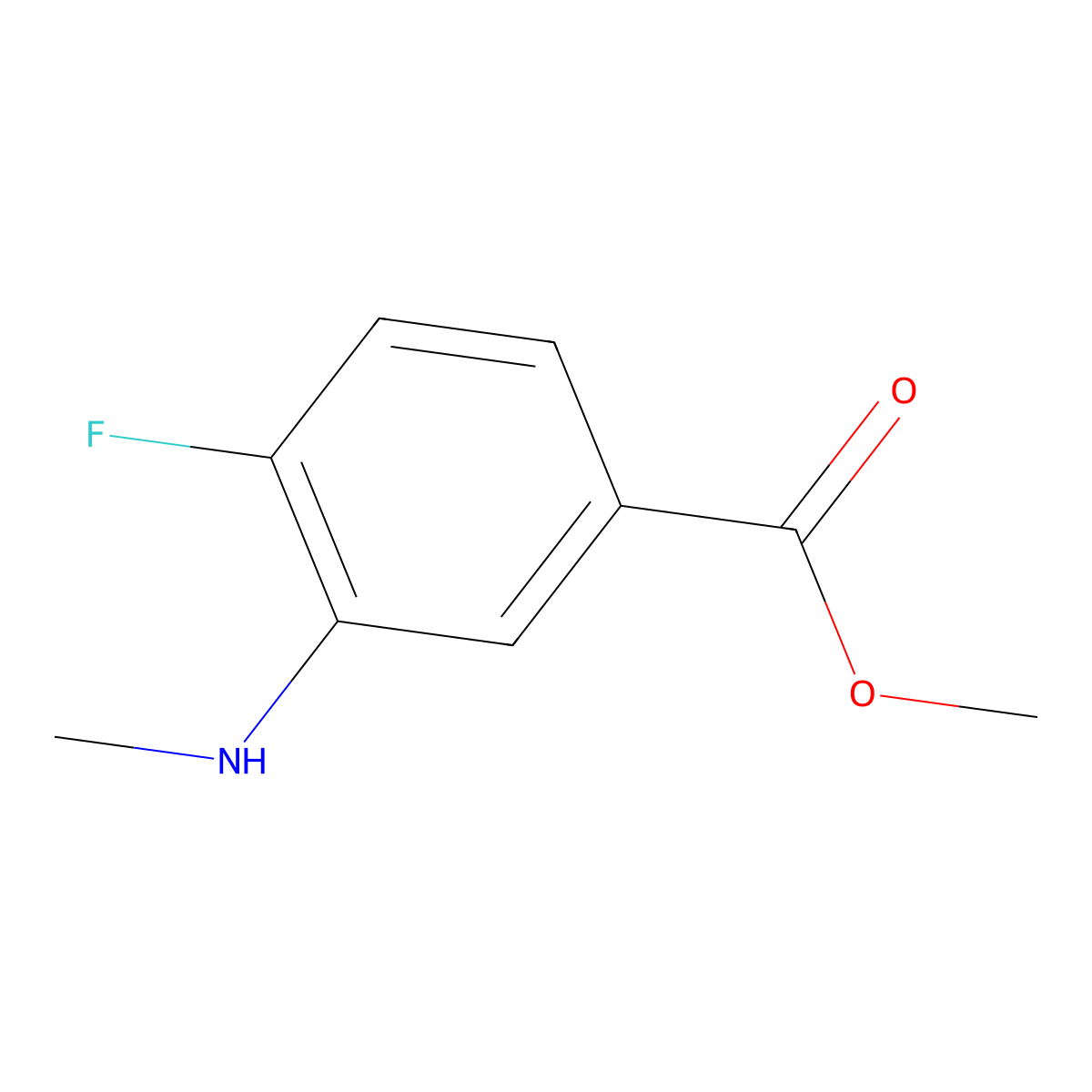 Methyl 4-fluoro-3-(methylamino)benzoate molecular structure, CAS 1342195-42-9