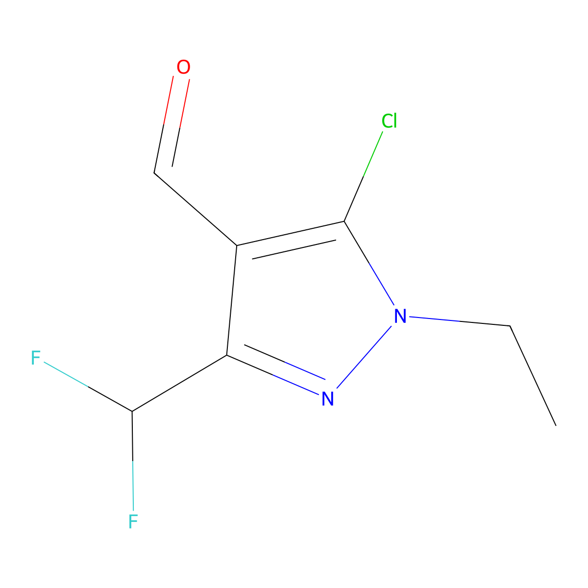 5-chloro-3-(difluoromethyl)-1-ethyl-1H-pyrazole-4-carbaldehyde molecular structure, CAS 1342201-20-0