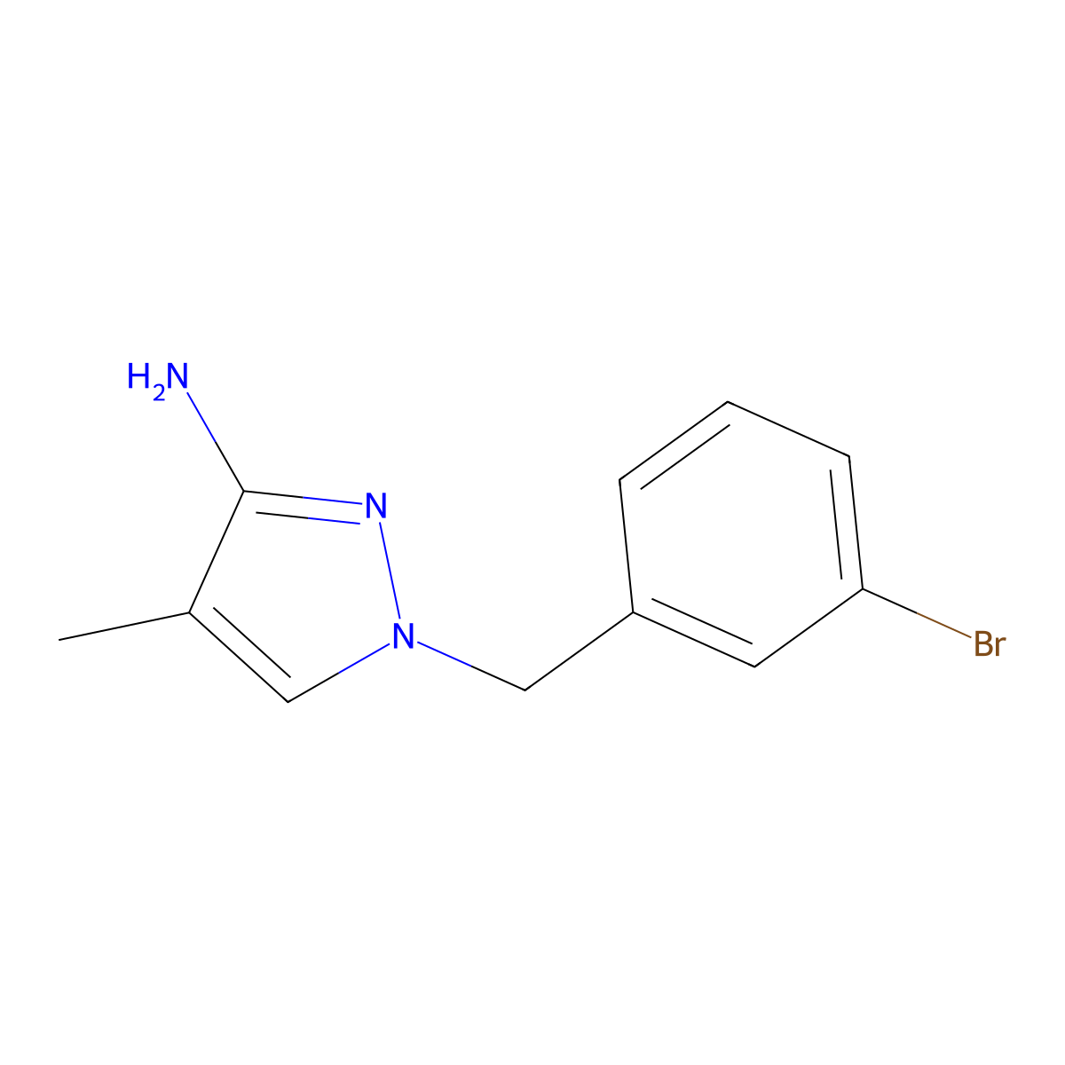 1-(3-Bromobenzyl)-4-methyl-1H-pyrazol-3-amine molecular structure, CAS 1342204-36-7
