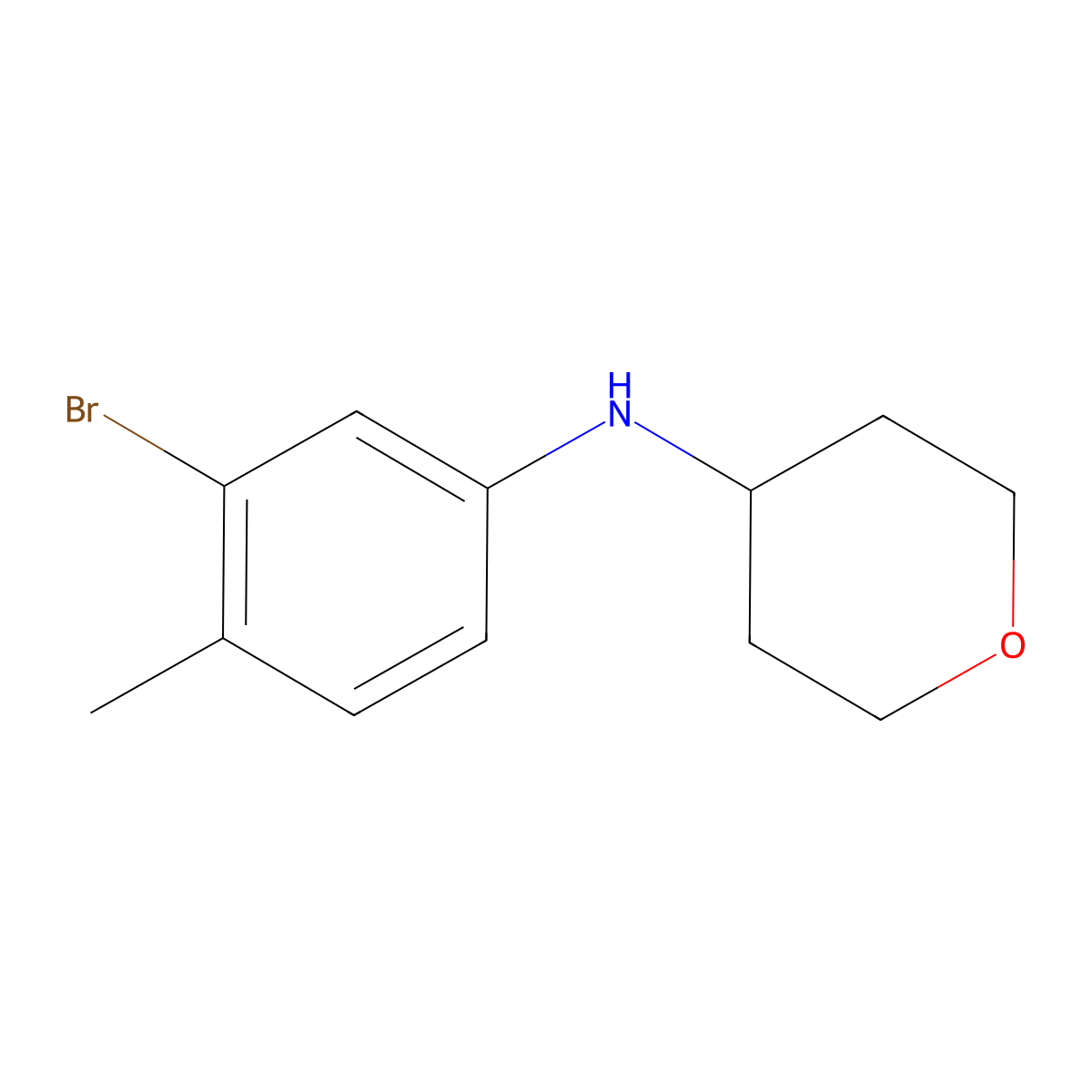 N-(3-bromo-4-methylphenyl)oxan-4-amine molecular structure, CAS 1342205-63-3
