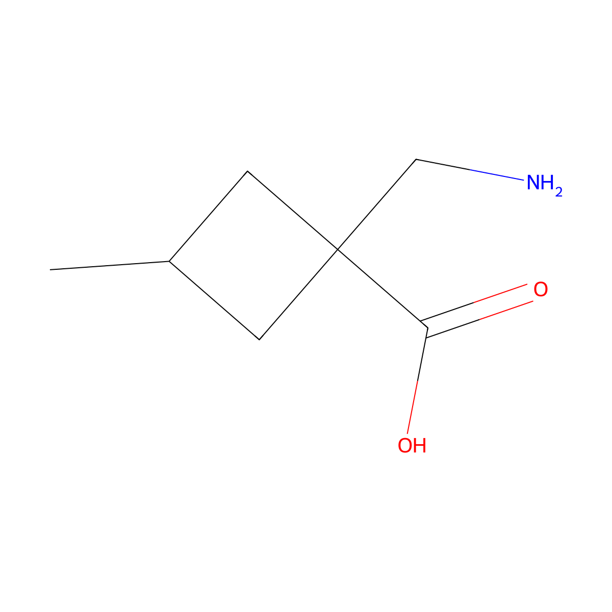 1-(Aminomethyl)-3-methylcyclobutane-1-carboxylic acid molecular structure, CAS 1342205-79-1