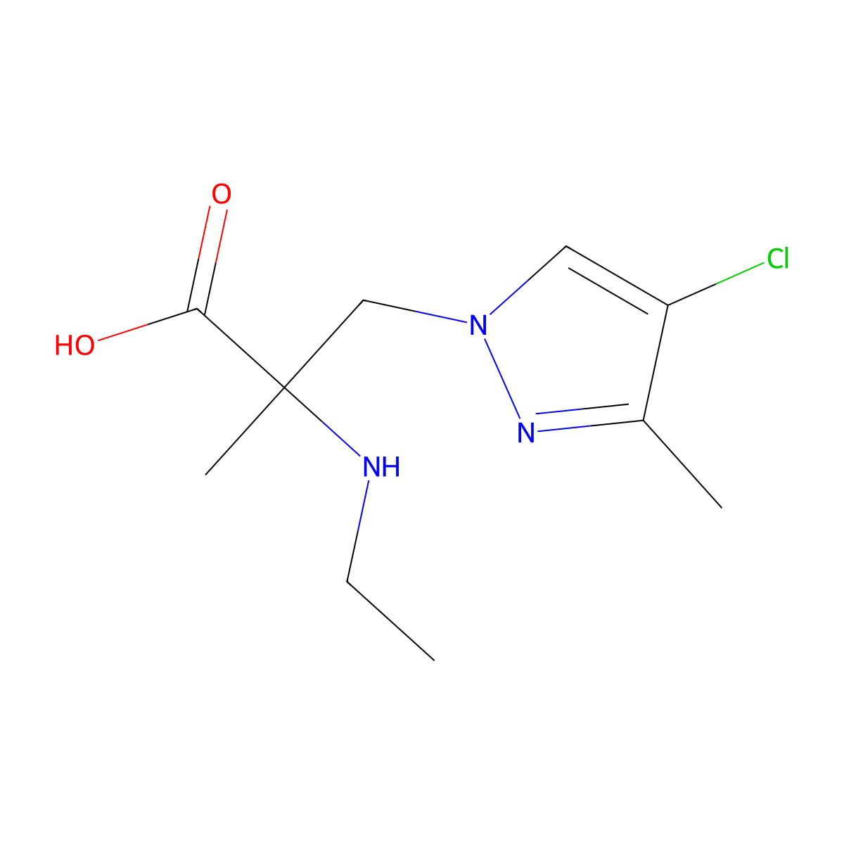 3-(4-Chloro-3-methyl-1h-pyrazol-1-yl)-2-(ethylamino)-2-methylpropanoic acid molecular structure, CAS 1342211-44-2
