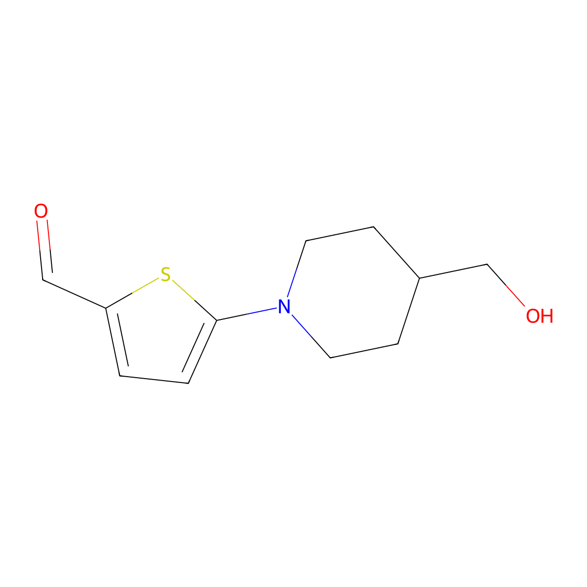 5-[4-(Hydroxymethyl)piperidin-1-yl]thiophene-2-carbaldehyde molecular structure, CAS 1342213-43-7