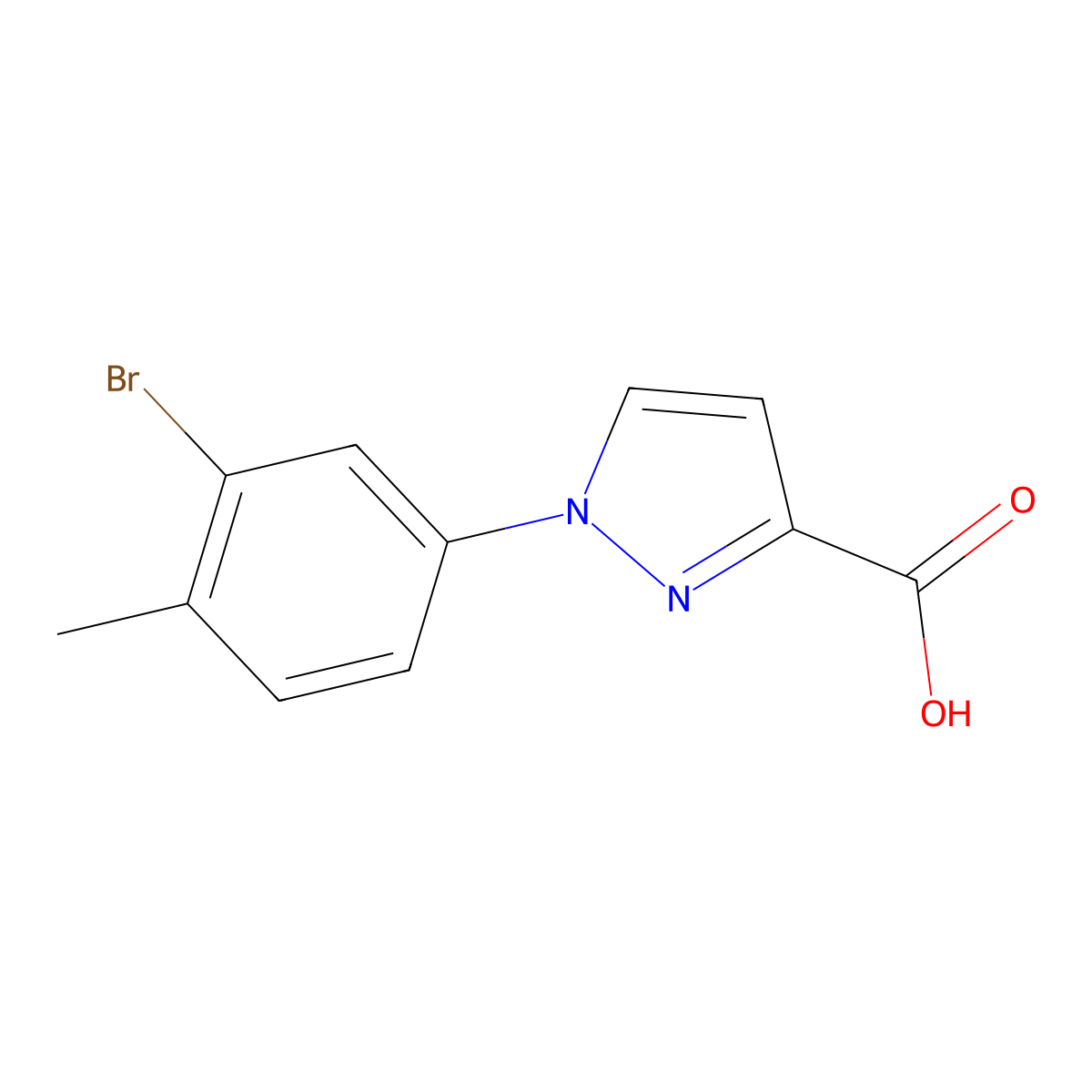 1-(3-Bromo-4-methylphenyl)-1h-pyrazole-3-carboxylic acid molecular structure, CAS 1342213-94-8