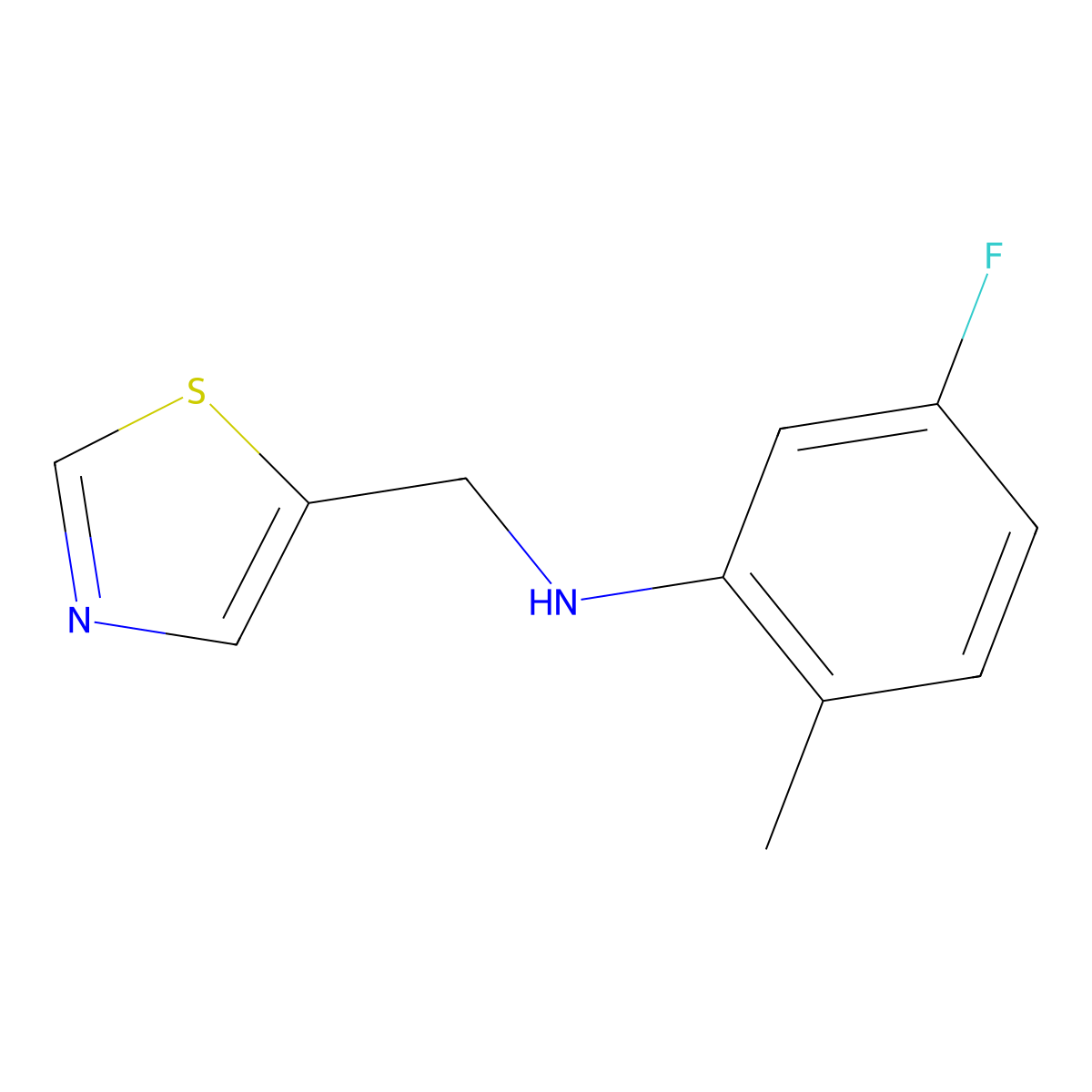 5-Fluoro-2-methyl-N-(thiazol-5-ylmethyl)aniline molecular structure, CAS 1342214-91-8