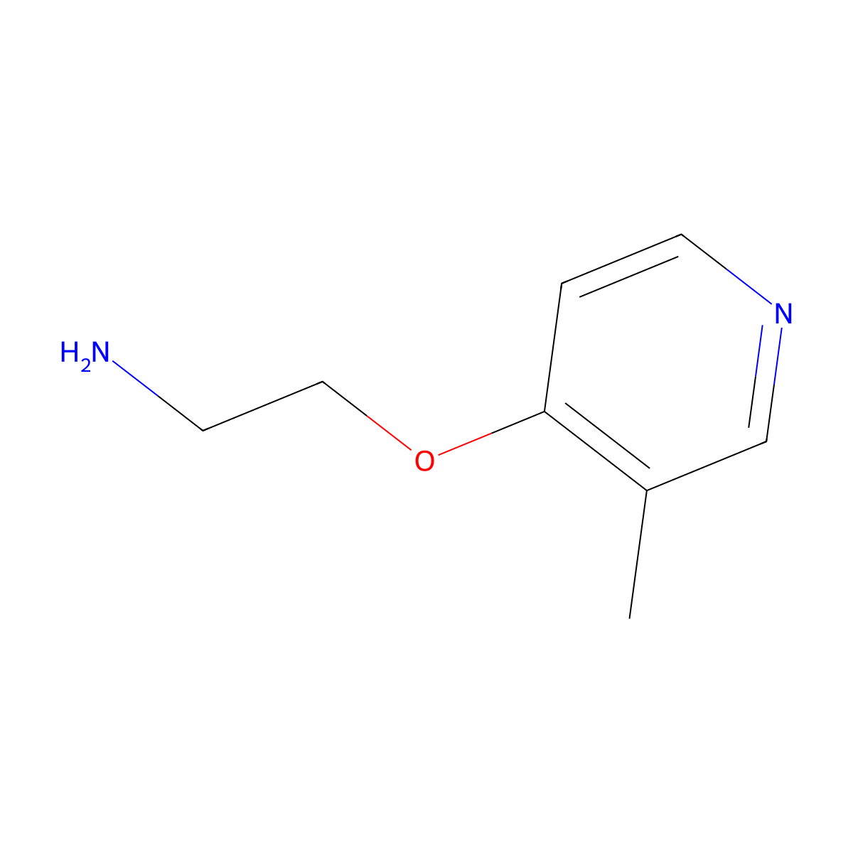 2-((3-Methylpyridin-4-yl)oxy)ethan-1-amine molecular structure, CAS 1342215-16-0