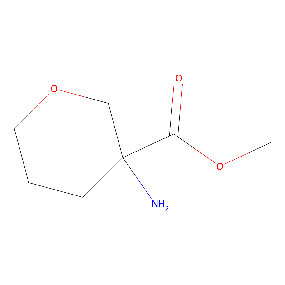 Methyl 3-aminotetrahydro-2H-pyran-3-carboxylate molecular structure, CAS 1342215-72-8